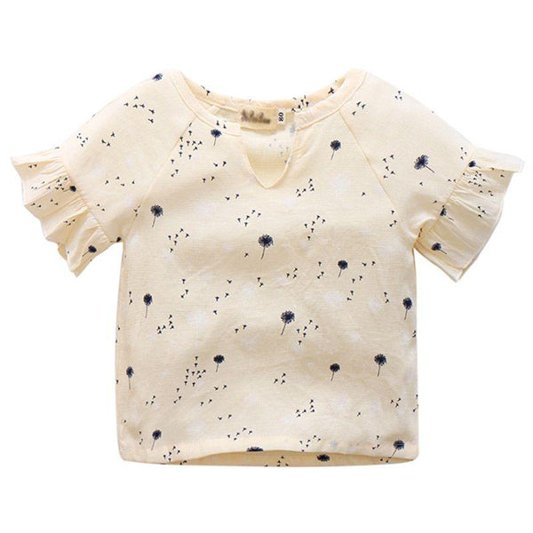 Baby Girls Cotton Dandelion Printed Flare Sleeve Top