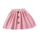 Cute Girls Cotton Button Design A-line Skirt