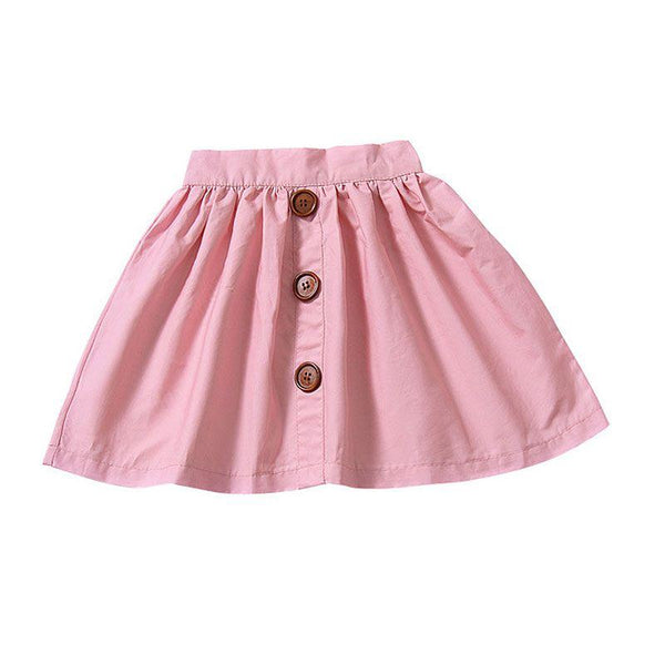 Cute Girls Cotton Button Design A-line Skirt