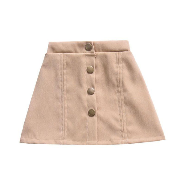 Cute Girls Cotton Button Design Slim Fit Skirt