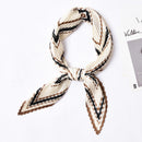 Fashion Geometric Square Print Pleated Design Satin Scarf