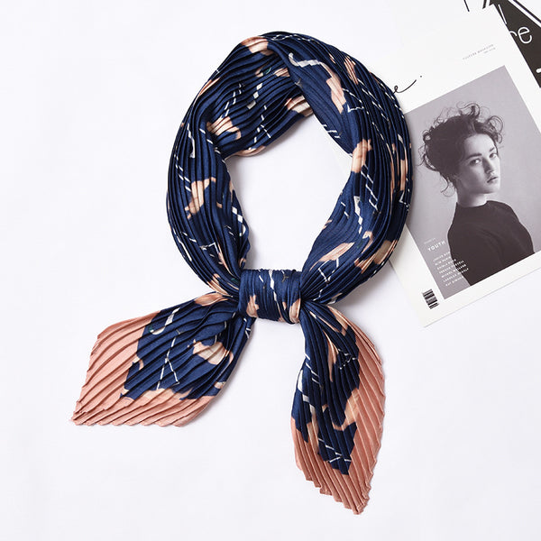 Creative Pleated Design Women Animal Print Square Scarf