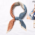 Fashion Asymmetric Stripes Print Color Blocking Satin Scarf