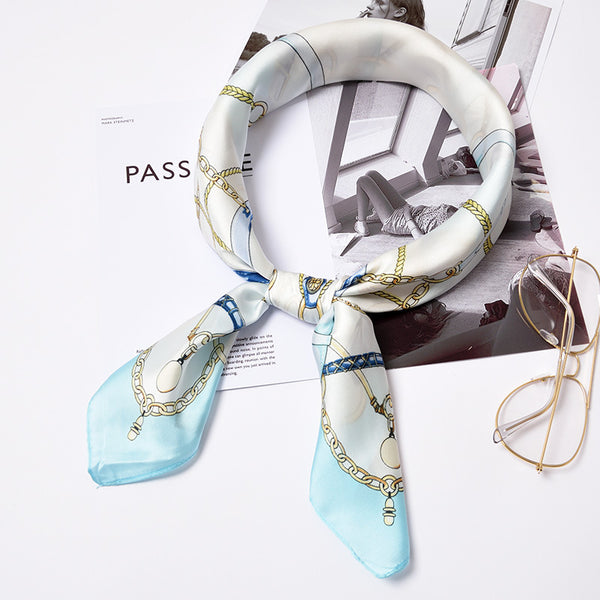 New Arrival Women Classic Chain Print Satin Scarf
