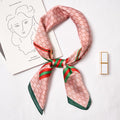 Classic Fashion Ribbon Element Print Women Chic Satin Square Scarf