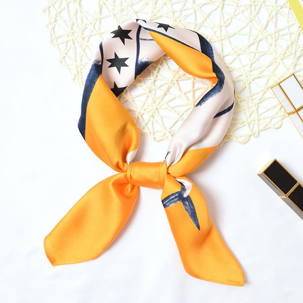 Women 70cm Bright Color Unique Fishes Print Square Scarf