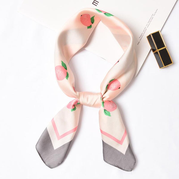 Women 70cm Bright Color Unique Fruit Print Square Scarf