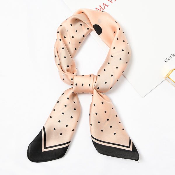 Fashion Classic Polka Dot Print Unique Color Blocking Satin Scarf