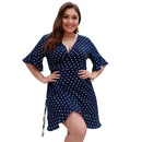 Women Flouncing Short-sleeve Polka Dot Printed Sexy Dress