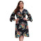 Women Floral Print Flare Sleeves Irregular Plus Size Dress