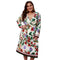 Women Flower Print Long-sleeve V Neck Vacation Dress