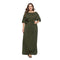 Women Half-sleeve Scoop Neck Lace-up Maxi Dress