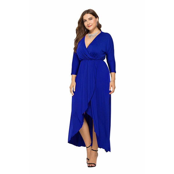 Fashion Solid Color Irregular Hemline Maxi Dress