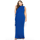 Asymmetric Ruffle Design Sleeveless Tight Maxi Dress