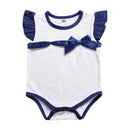 Baby Girls Cotton Color Blocking Bowknot Deign Bodysuit