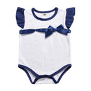 Baby Girls Cotton Color Blocking Bowknot Design Bodysuit