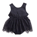 Baby Girls Cotton Solid Color Lace Design Sleeveless Bodysuit