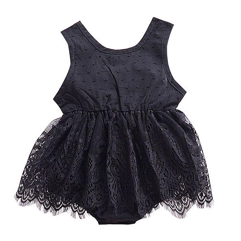Baby Girls Cotton Solid Color Lace Design Sleeveless Bodysuit