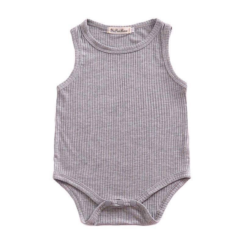 Baby Cotton Solid Color Sleeveless Boysuit