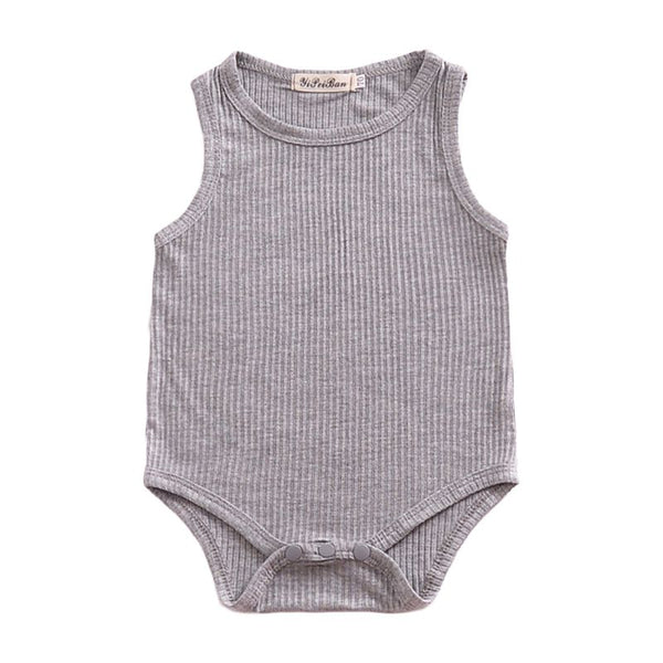 Baby Cotton Solid Color Sleeveless Bodysuit