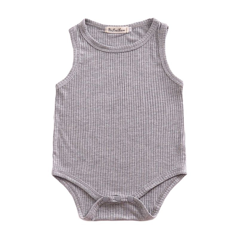 Baby Cotton Solid Color Sleeveless Bodysuit