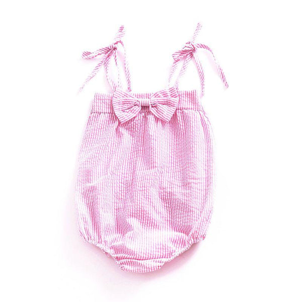 Baby Girls Cotton Bowknot Design Cami Lace-up Bodysuit