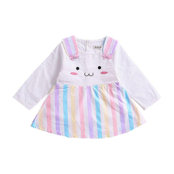 Little Girls Cotton Cartoon Pattern Long Sleeves Dress