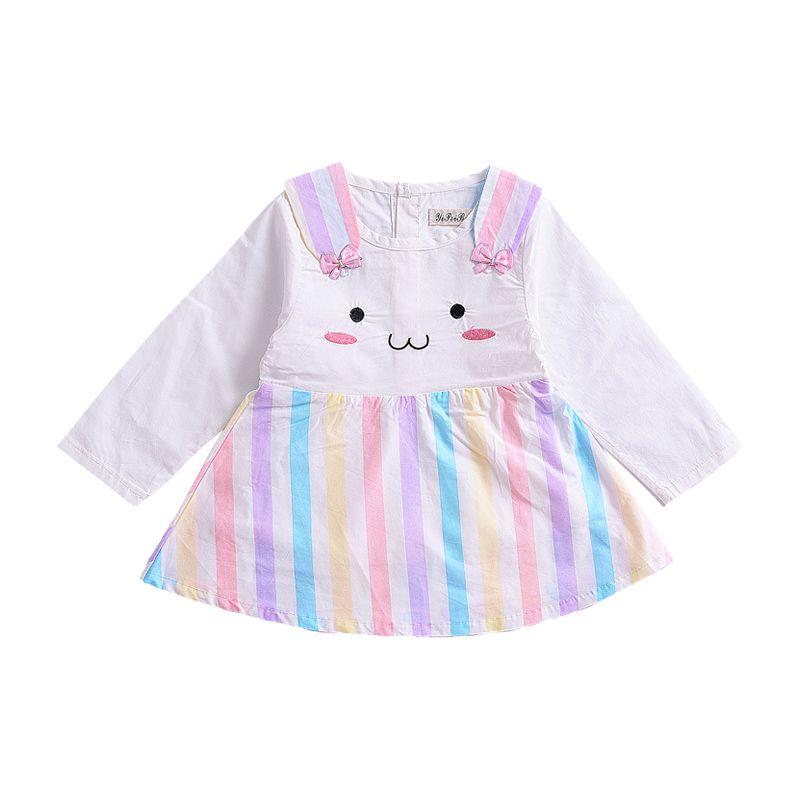 Little Girls Cotton Cartoon Pattern Long Sleeves Dress