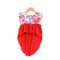 Cute Girls Floral Printed Ruffle Sleeves Irregular Design Dress
