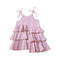 Girls Cotton Ruffle Design Lace-up Dress