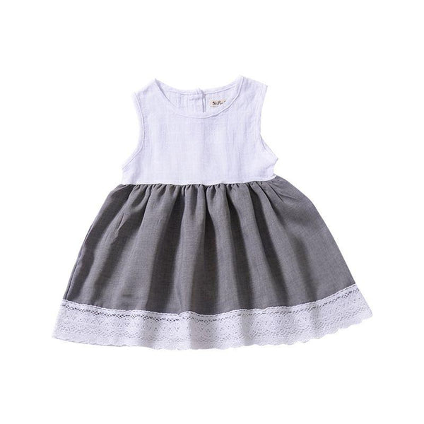 Casual Girls Cotton Patchwork Dress