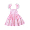 Girls Cotton Pink Ruffle Sleeves Pretty Dress