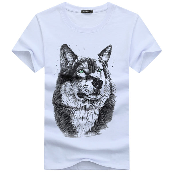 Men Cotton Wolf Printed Soft Tops