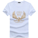 Men Cotton Wing Letter Printed Short Sleeves Tops