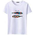 Men Cotton Multicolor Fish Printed Soft T-shirts