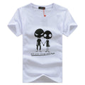 Men Large Size Cotton Skull  Printed Short Sleeves Tops