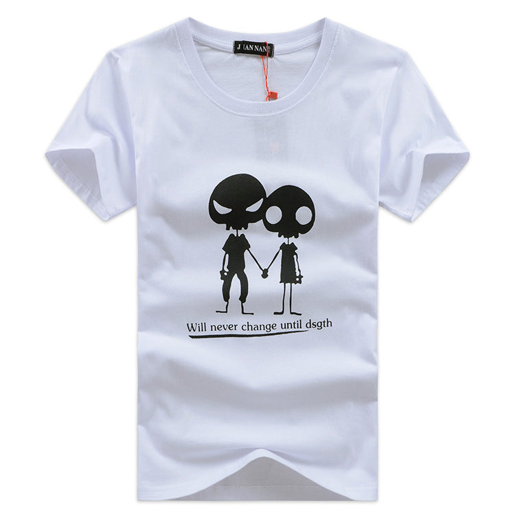 Men Large Size Cotton Skull  Printed Short Sleeves Tops