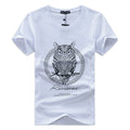 Men Cotton Owl Printed Large Size Tees