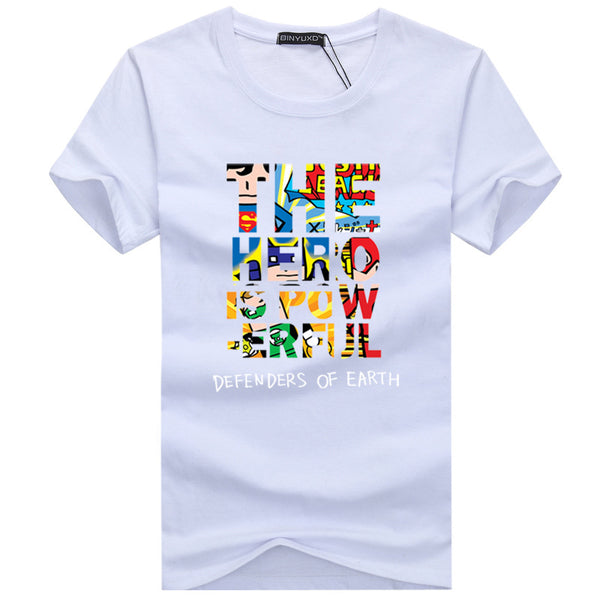 Men Cotton Multicolor Letter Printed Short Sleeves