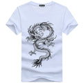 Fashion Men Cotton Dragon Printed Short Sleeves Tops