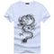 Fashion Men Cotton Dragon Printed Short Sleeves Tops