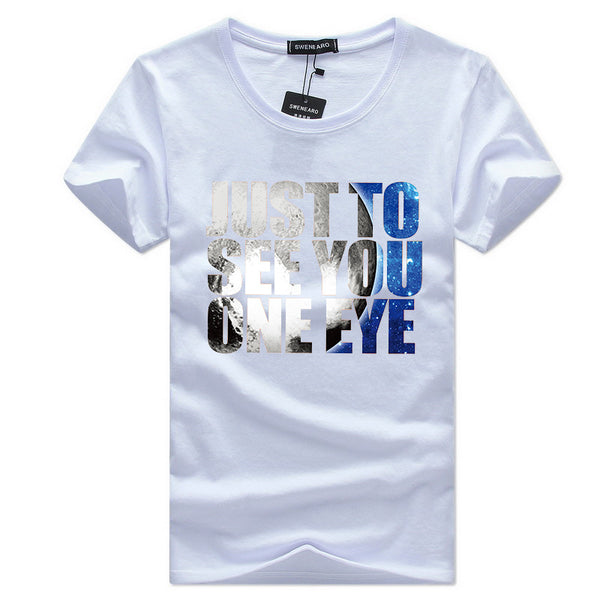 Men Cotton Fancy Letter Printed Tees