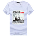 Men Cotton Sailing Printed T-shirts