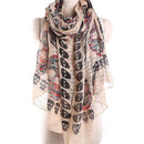 Good Quality Women Skull Print Voile Scarf