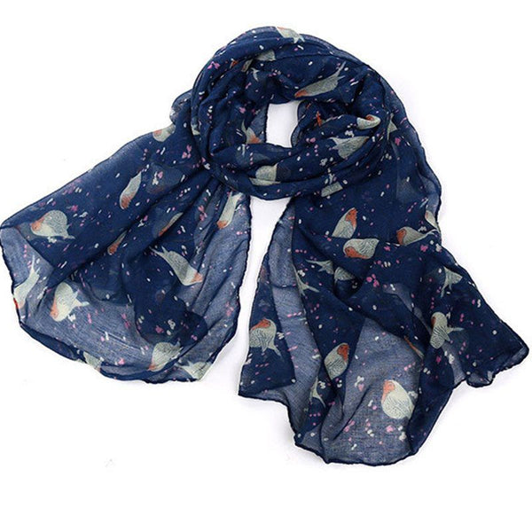 Cartoon Birds Print Women Good Quality Voile Scarf