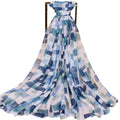 Modern Lady Geometric Multicolor Square Pattern Voile Scarf