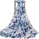 Modern Lady Geometric Multicolor Square Pattern Voile Scarf