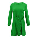 Elegant Women Solid Color Irregular Knot Design Casual Dress