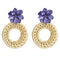 Fashion Cane Woven Round Shape Floral Earrings