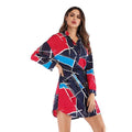 Women Unique Color Blocking Geometric Print Loose Dress